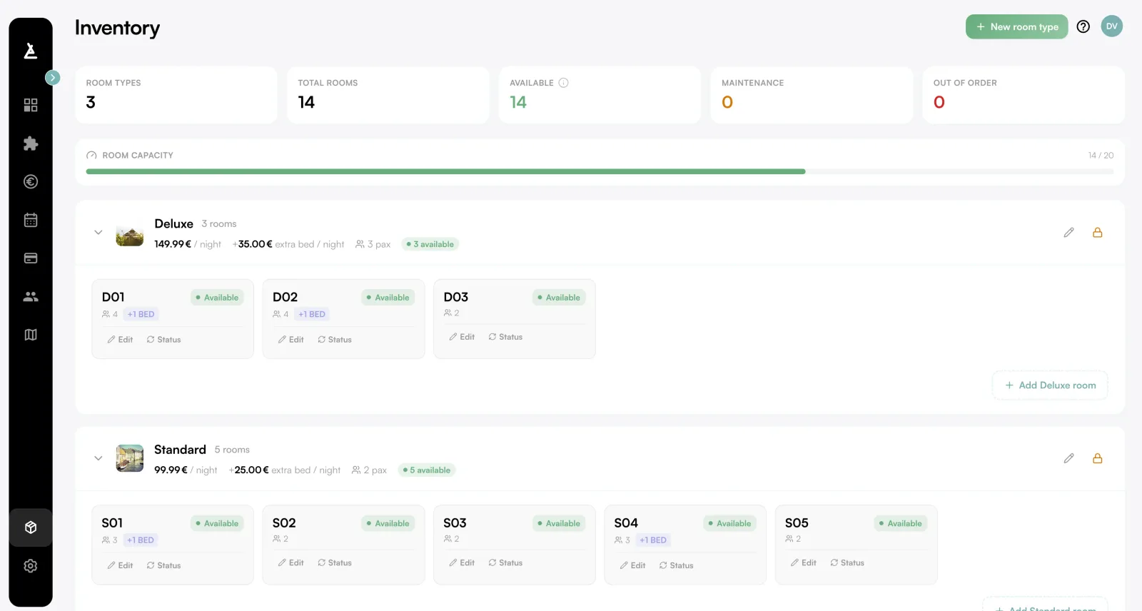 Room inventory management